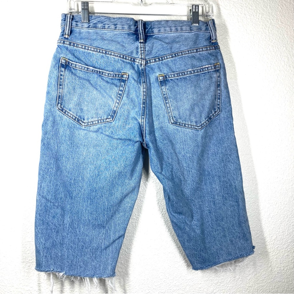 Everlane Women's O-S Boy Friend Cut Off Denim Shorts 27 Light Wash Button Fly - Picture 8 of 12